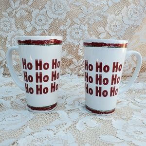 2 tall Ho Ho Ho coffee/tea mugs Microwave and dishwasher safe Great condition